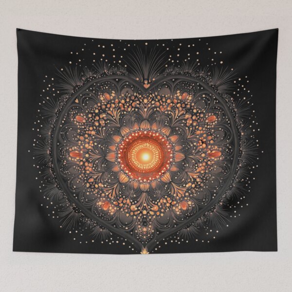 Item preview, Radiant Ember Heart - Glowing Mandala Art designed and sold by Desireehaz.