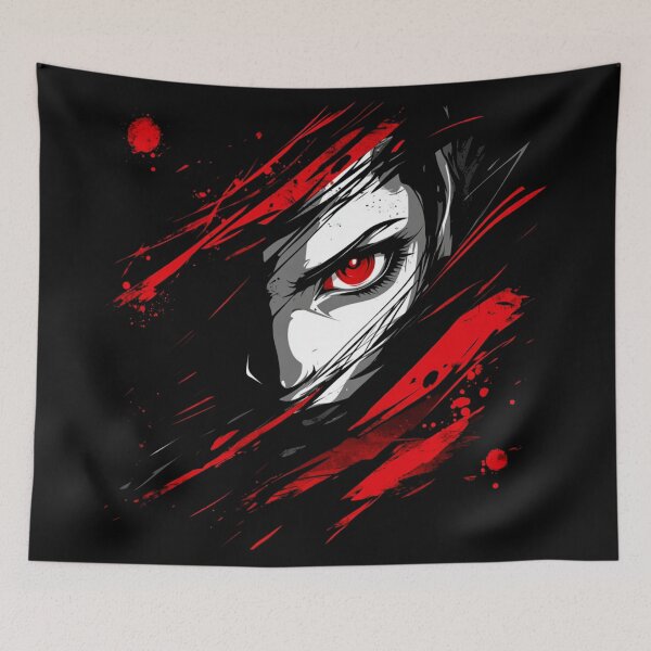 Item preview, A haunting portrait of a mysterious beauty with an intense crimson gaze, captured in a gothic style designed and sold by MOONE FLOWER.