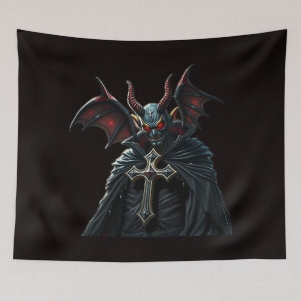 Item preview, A villain with wings and a devil's head with a big cross on his chest, fantasy, sci-fi designed and sold by timedesignkardi.