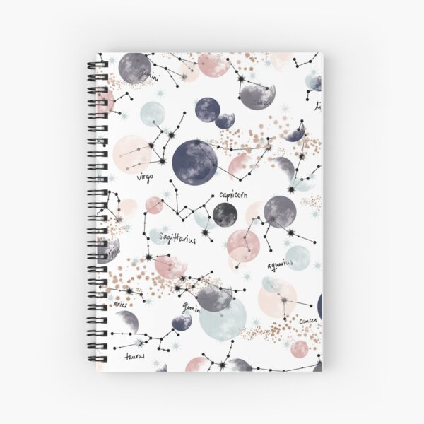 Astrology Constellation Pattern Watercolor Witchy Zodiac Sign Horoscope Spiral Notebook
