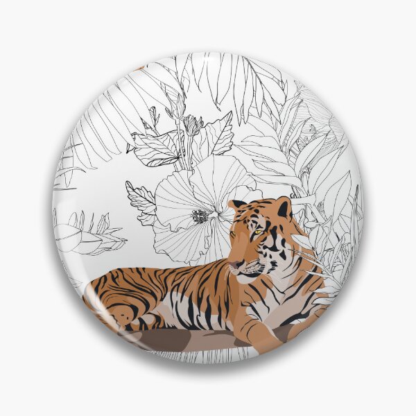 Item preview, Tropical tiger animal, palm leaves, white background. designed and sold by MatyKotiv.