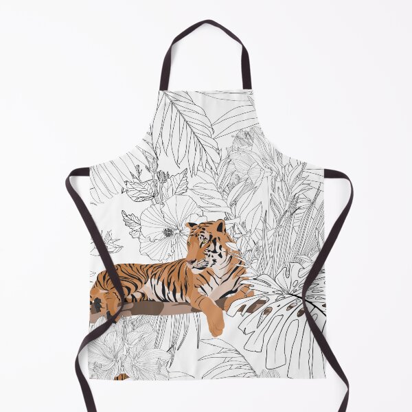 Item preview, Tropical tiger animal, palm leaves, white background. designed and sold by MatyKotiv.