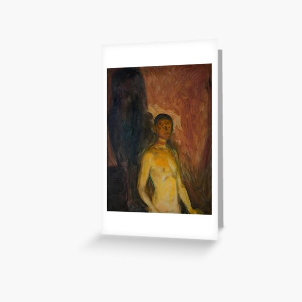 Item preview, Expressionist Painting of a Nude Male Figure with Dark Shadow - Emotional Symbolic Art designed and sold by ShopyWall.