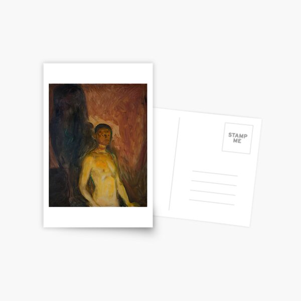 Item preview, Expressionist Painting of a Nude Male Figure with Dark Shadow - Emotional Symbolic Art designed and sold by ShopyWall.