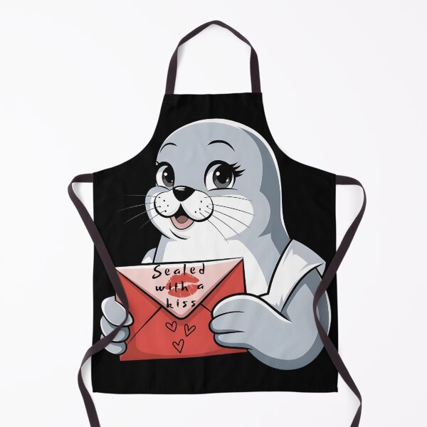 Item preview, Sealed with a kiss, Adorable Seal Holding Love Letter with a Kiss,  valentine gift      designed and sold by IceBathDESIGNS.