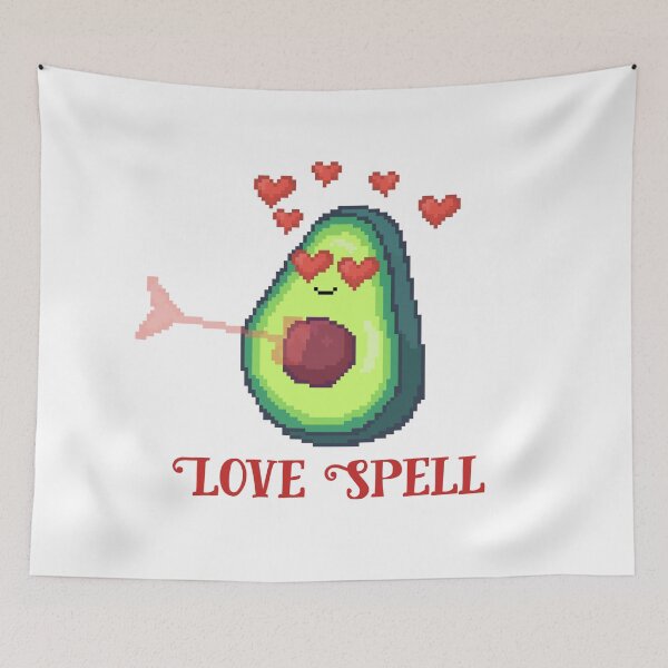 Item preview, pixel art of kawaii avocado arrowed by cupid with a heart arrow victim of love love spell designed and sold by ZerpaGiovanna.