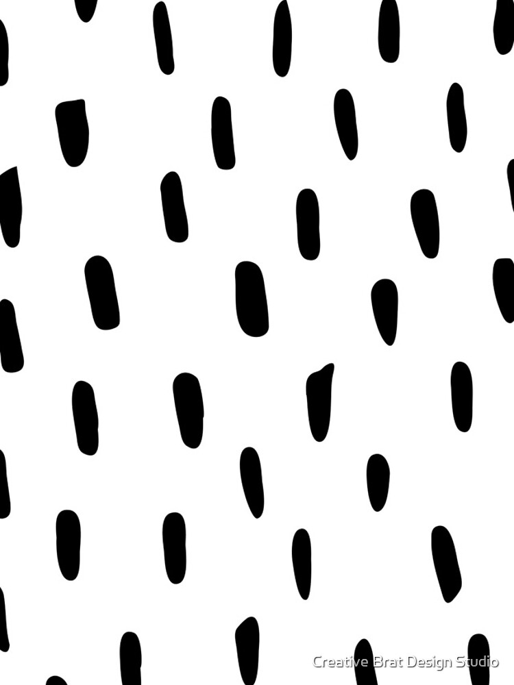 "Minimal Black and White Dots Ink Strokes Scandinavian Chic Pattern