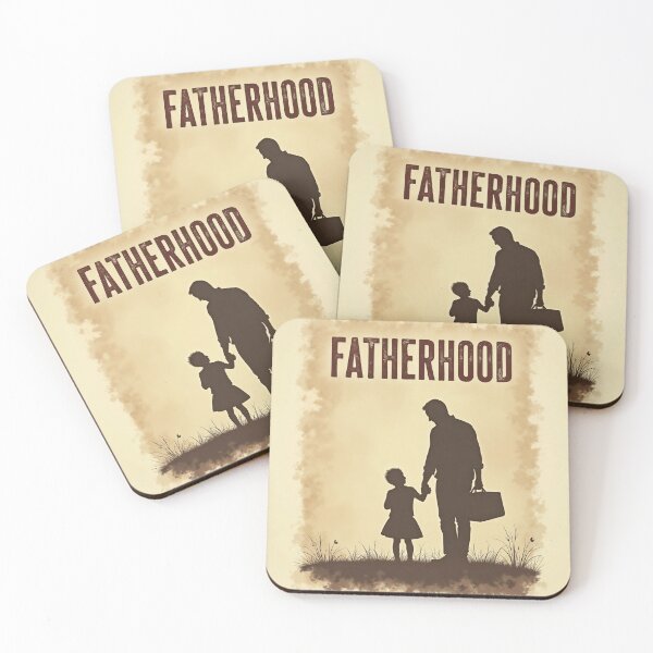 Item preview, Silhouette of Adult and Child with Briefcase on Beige Background designed and sold by Creative88Art.