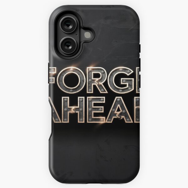 Item preview, FORGE AHEAD Text in Metallic Industrial Font with Glowing Edges designed and sold by Creative88Art.