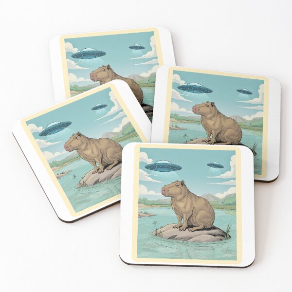 Item preview, Cute Funny Capybara with UFOs Aesthetic  designed and sold by Mr-Right-On.