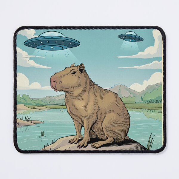 Item preview, Cute Funny Capybara with UFOs Aesthetic  designed and sold by Mr-Right-On.