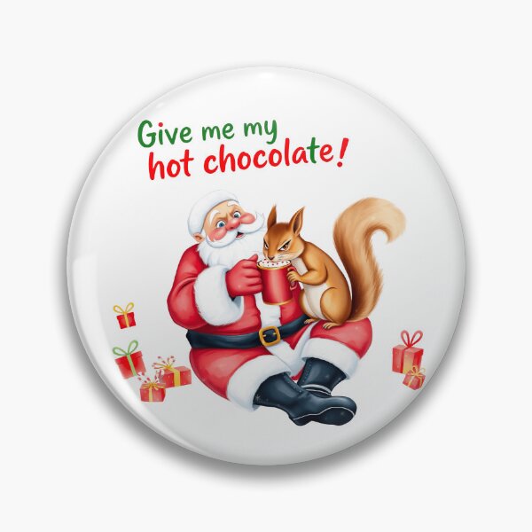 Item preview, Give Me My Hot Chocolate! Santa Claus and the Thieving Squirrel in a Funny Christmas Scene - Christmas - Red and Green - For T-shirt, Hoodie, Mug and More designed and sold by MUGpro.