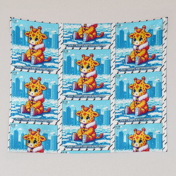 Item preview, Pixel Friends: Winter Wonderland (Yellow Giraffe) designed and sold by TrippyBunnyShop.