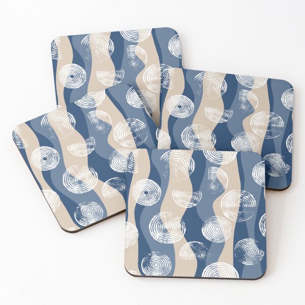 Item preview, bubbly and wavy abstract - navy, blue, beige, white designed and sold by kobyakov.