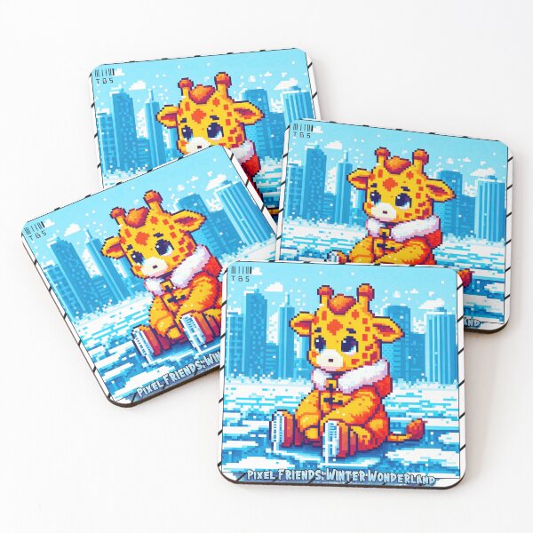 Item preview, Pixel Friends: Winter Wonderland (Yellow Giraffe) designed and sold by TrippyBunnyShop.