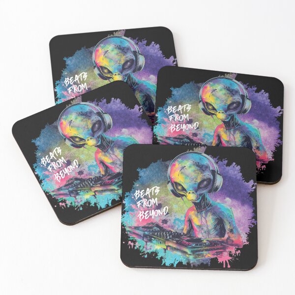 Item preview, Funky Alien DJ - Colorful Space Music - Vibrant Cosmic Vibes - White Text designed and sold by FaeryNuff.