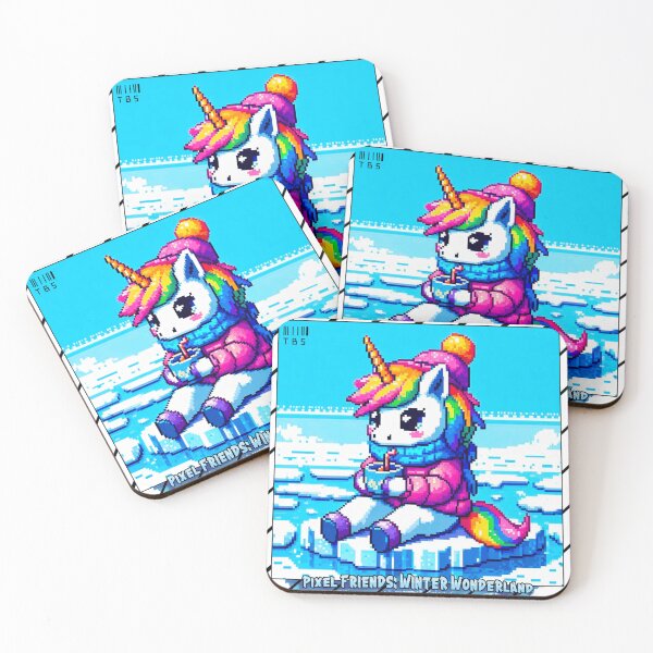Item preview, Pixel Friends: Winter Wonderland (Funny Unicorn) designed and sold by TrippyBunnyShop.