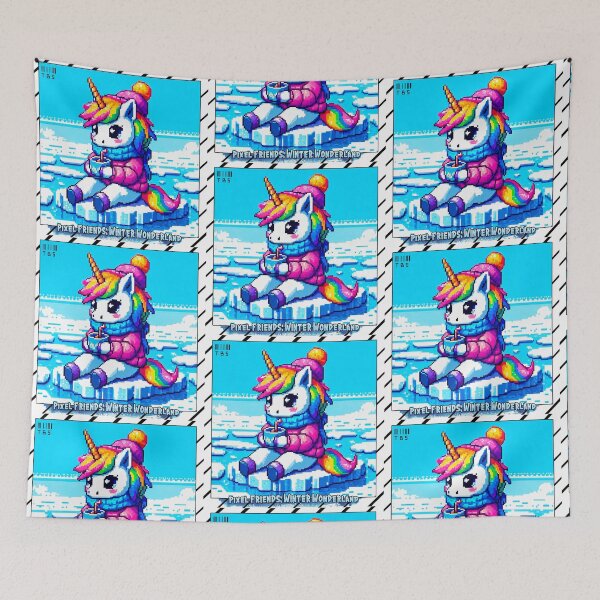 Item preview, Pixel Friends: Winter Wonderland (Funny Unicorn) designed and sold by TrippyBunnyShop.