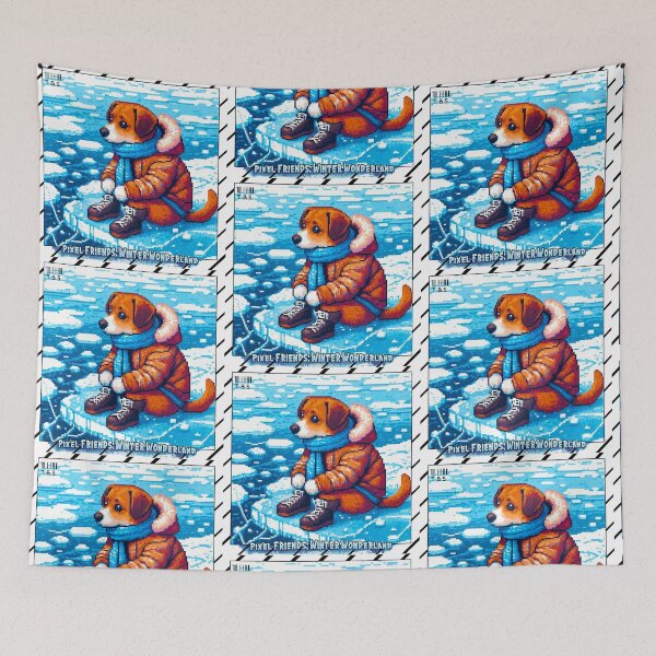 Item preview, Pixel Friends: Winter Wonderland (Brown Dog) designed and sold by TrippyBunnyShop.