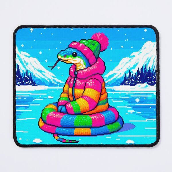 Item preview, Pixel Friends: Winter Wonderland (Funny Snake) designed and sold by TrippyBunnyShop.