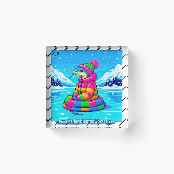 Item preview, Pixel Friends: Winter Wonderland (Funny Snake) designed and sold by TrippyBunnyShop.