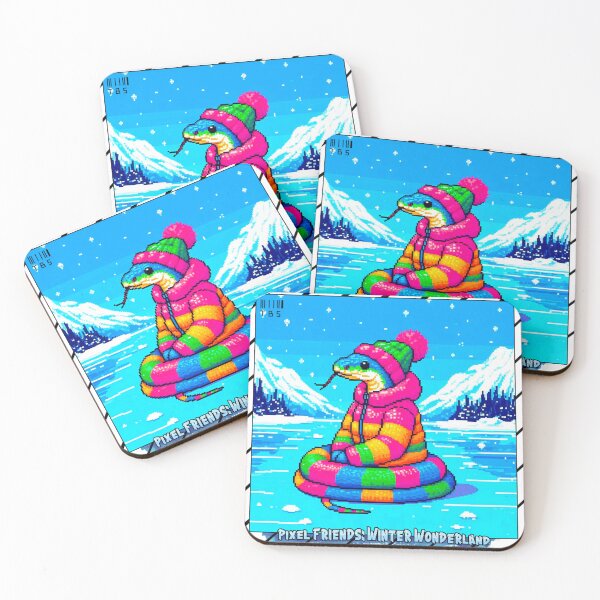 Item preview, Pixel Friends: Winter Wonderland (Funny Snake) designed and sold by TrippyBunnyShop.