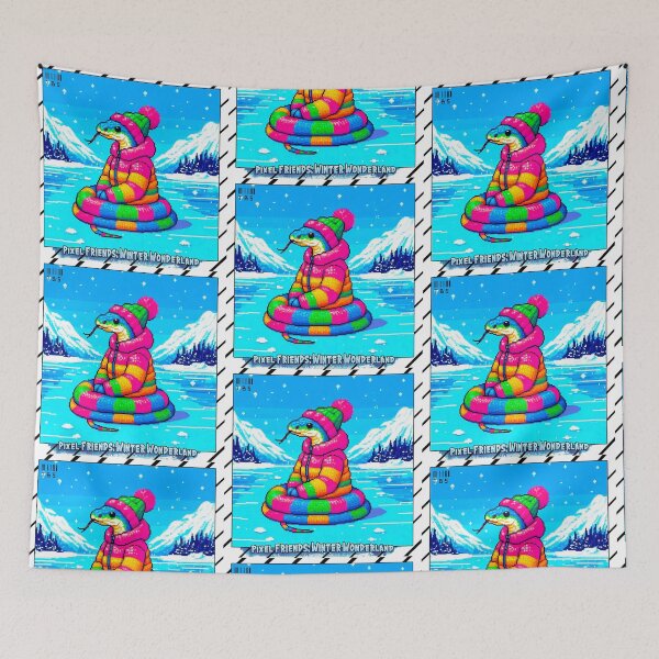 Item preview, Pixel Friends: Winter Wonderland (Funny Snake) designed and sold by TrippyBunnyShop.