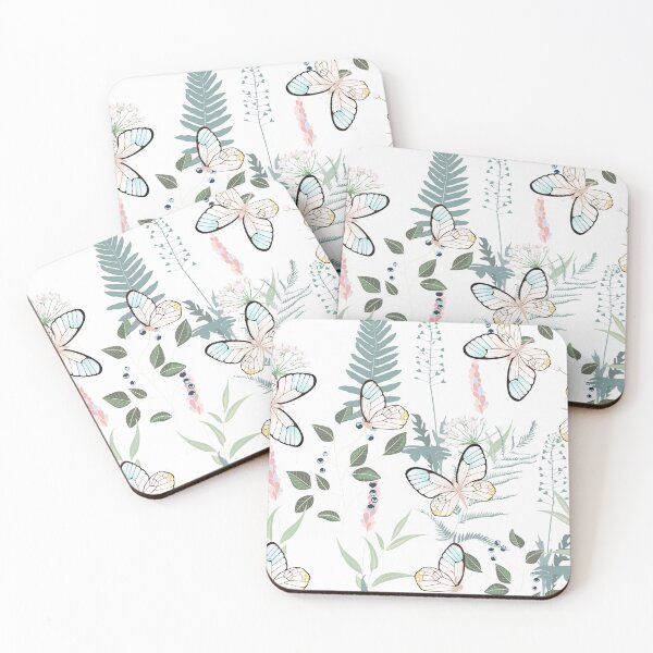 Item preview, Seamless pattern with flying multicolored butterflies and herbs. designed and sold by MatyKotiv.