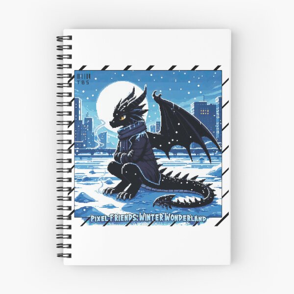 Item preview, Pixel Friends: Winter Wonderland (Black Dragon) designed and sold by TrippyBunnyShop.