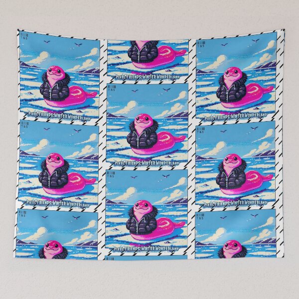 Item preview, Pixel Friends: Winter Wonderland (Pink Snake) designed and sold by TrippyBunnyShop.