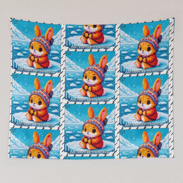 Item preview, Pixel Friends: Winter Wonderland (Cute Bunny) designed and sold by TrippyBunnyShop.