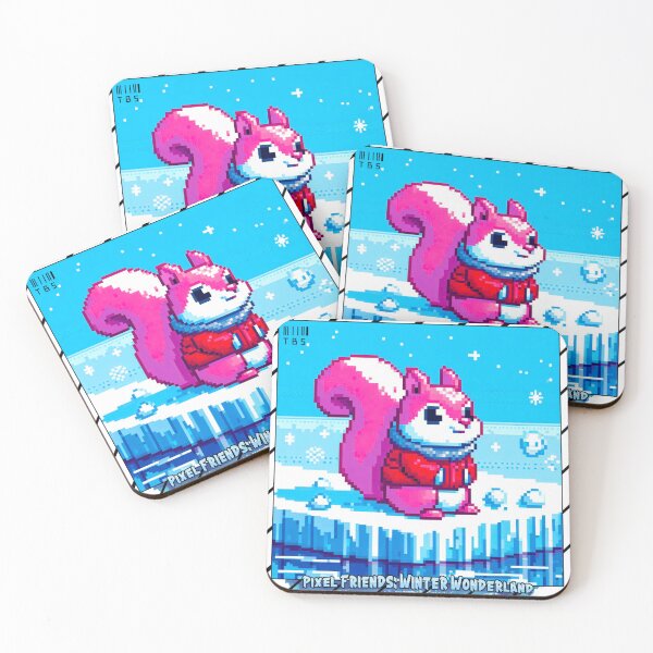 Item preview, Pixel Friends: Winter Wonderland (Pink Squirrel) designed and sold by TrippyBunnyShop.