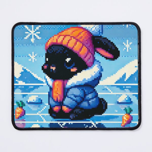 Item preview, Pixel Friends: Winter Wonderland (Sweet Black Bunny) designed and sold by TrippyBunnyShop.