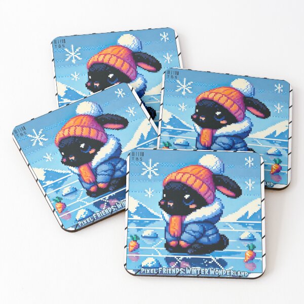 Item preview, Pixel Friends: Winter Wonderland (Sweet Black Bunny) designed and sold by TrippyBunnyShop.