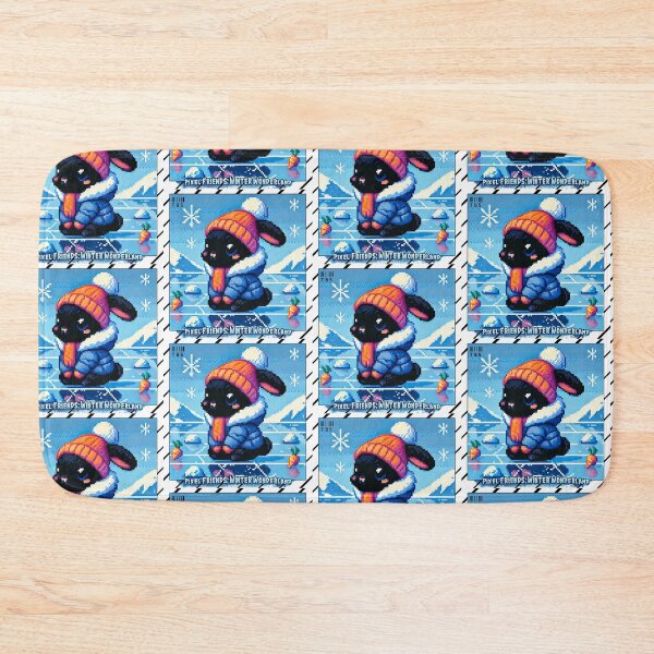 Item preview, Pixel Friends: Winter Wonderland (Sweet Black Bunny) designed and sold by TrippyBunnyShop.