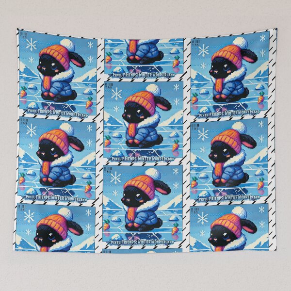 Item preview, Pixel Friends: Winter Wonderland (Sweet Black Bunny) designed and sold by TrippyBunnyShop.