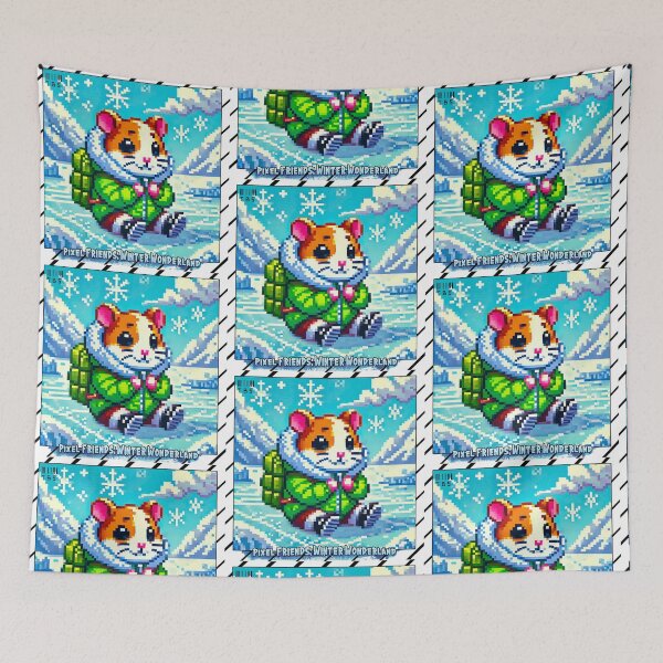 Item preview, Pixel Friends: Winter Wonderland (Cute Hamster) designed and sold by TrippyBunnyShop.