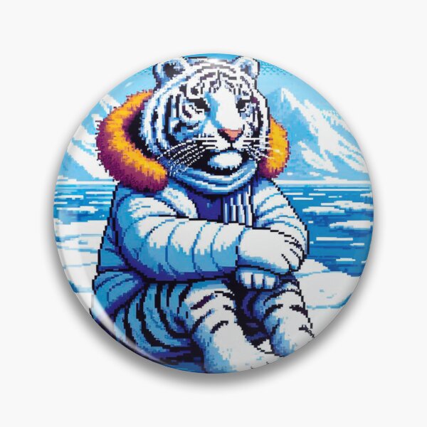 Item preview, Pixel Friends: Winter Wonderland (White Tiger) designed and sold by TrippyBunnyShop.
