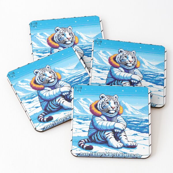 Item preview, Pixel Friends: Winter Wonderland (White Tiger) designed and sold by TrippyBunnyShop.