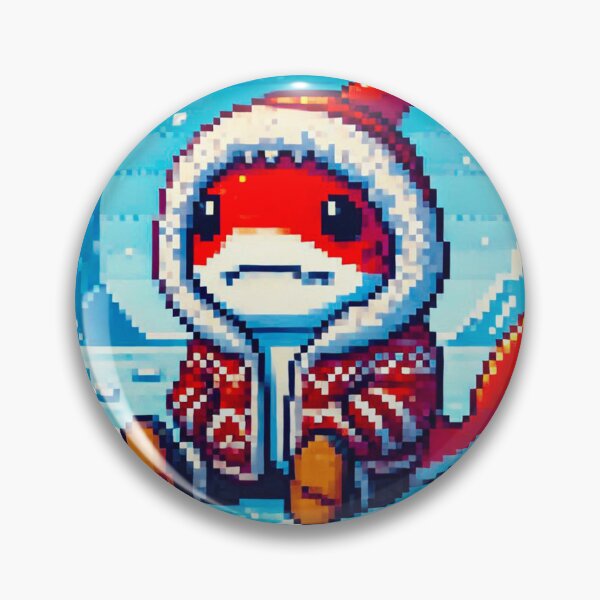 Item preview, Pixel Friends: Winter Wonderland (Red Shark) designed and sold by TrippyBunnyShop.