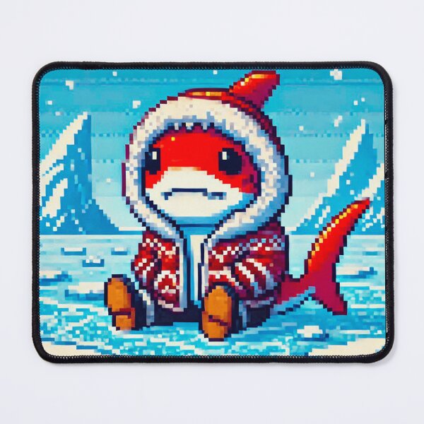 Item preview, Pixel Friends: Winter Wonderland (Red Shark) designed and sold by TrippyBunnyShop.