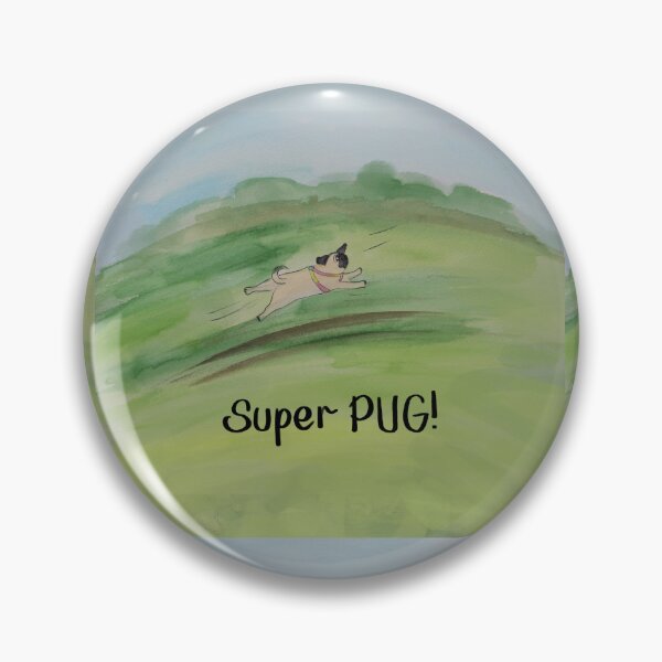 Item preview, SUPER PUG! Creamy Tan PUG Flying through the air in a single bound!! designed and sold by MonicaArtist.