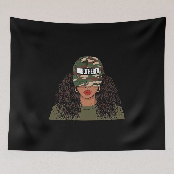 Item preview, Confident Unbothered Black Woman with Locs in Camo Outfit designed and sold by love3617.