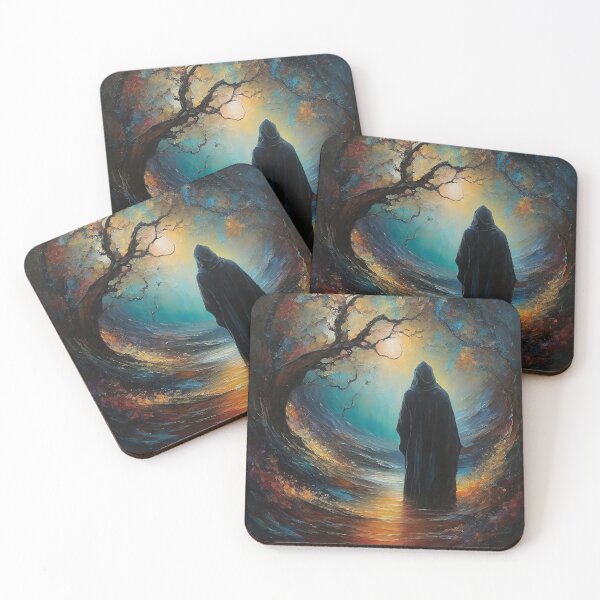 Item preview, Moonlit Solitude - A Mysterious Figure on a Moonlit Path designed and sold by FaeryNuff.