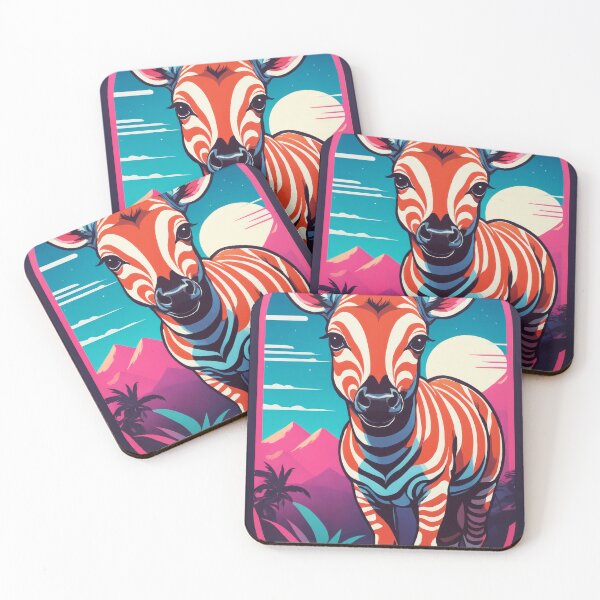 Item preview, Neon Nights: A Retro Okapi Calf designed and sold by REPTISLAV.