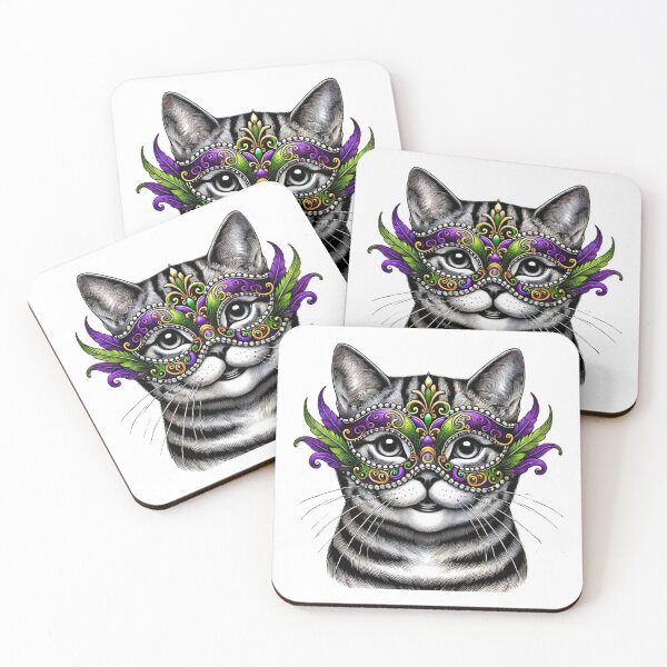 Item preview, American Shorthair Cat Mardi Gras Mask Design - Festive Carnival Artwork designed and sold by BlankCanvasHaHa.