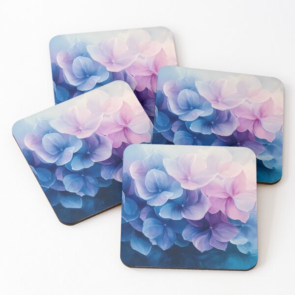 Item preview, Abstract Hydrangea Art – Soft Pastel Floral Painting on Celeste Background designed and sold by daila70.