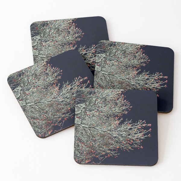 Item preview, less blurry tree branches with berries at night designed and sold by MiraNomegusta.