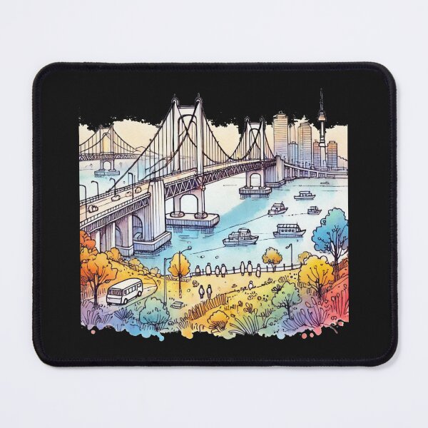 Item preview, Yeongdo Bridge 3D Sketch - Iconic Landmark of Busan, Korea, designed and sold by PaintMeWorld.