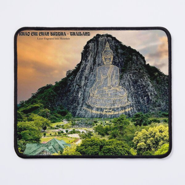 Item preview, Khao Chi Chan Laser Engraved Buddha into Mountain in Thailand Travel Advertising Print designed and sold by posterbobs.